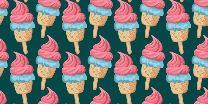 decorative pattern with ice cream cones vector