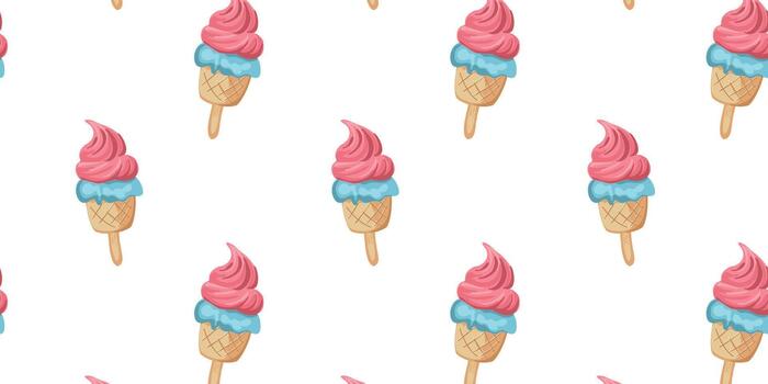 decorative ice cream cone seamless pattern for print vector