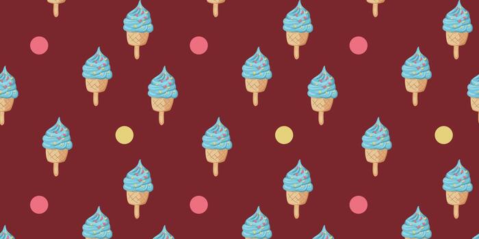 repeating pattern of ice cream in waffle cones vector