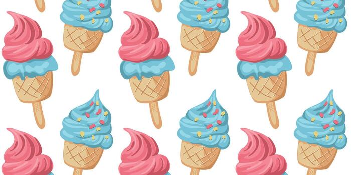 pattern with colorful ice cream cones vector