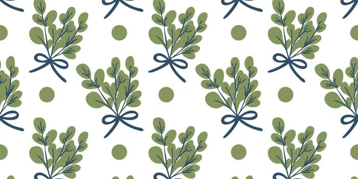pattern with twigs tied with bows vector