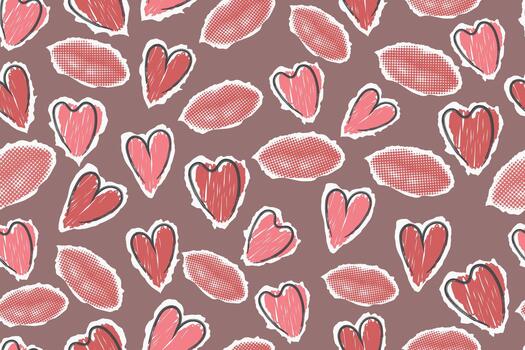 un repitiendo corazón garabatear modelo en calentar colores con un juguetón dibujado a mano mirar. vector