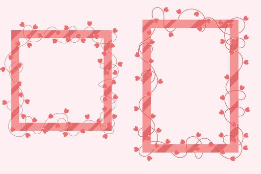 Pink glowing heart-string frame design for romantic or greeting card compositions. vector