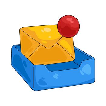 Illustration of Email in Inbox with Notification vector