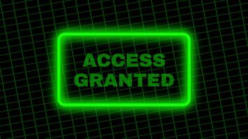 grön Färg tillgång beviljats blinkning animering med översikt gräns på rutnät bakgrund video