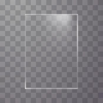 Horizontal transparent plastic sheet or document file mockup with soft edge light effect vector