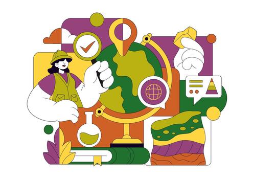 Environmental Geology Featuring Subsurface Mapping And Ground Property Examination In Research Background vector