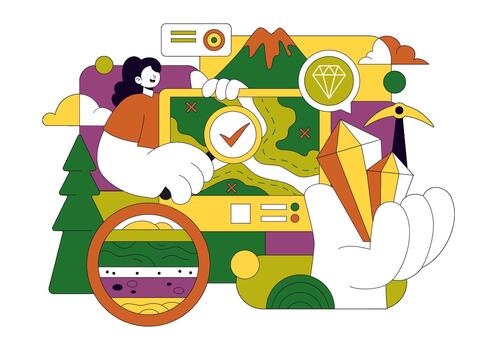 Earth Science Featuring Mineral Survey And Ground Structure Investigation With Analytical Background vector