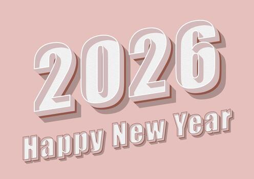 Happy new year text 2026 with peach color design vector