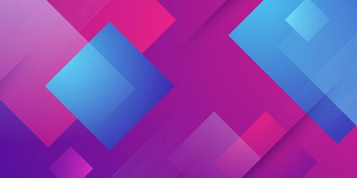 Abstract overlap square pattern background with gradient purple and blue element color shapes design. Cool banner background concept. vector