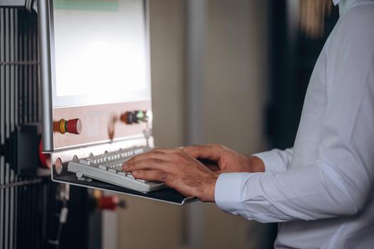 Person using a control panel photo