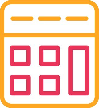 A calendar icon with squares and a red border vector
