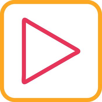 A play button with a red arrow vector