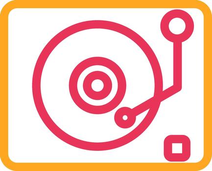 A record player icon with a red and pink background vector