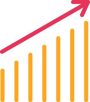 A graph with an upward arrow going up vector