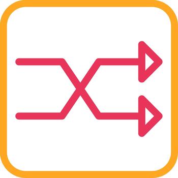 A red and orange icon with two arrows pointing in opposite directions vector