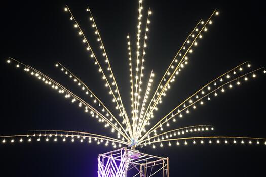 Bright Illuminated Lights in Beautiful Artistic Arrangement Creating a Magical Atmosphere at Night Celebrating Joy and Happiness in Different Settings photo