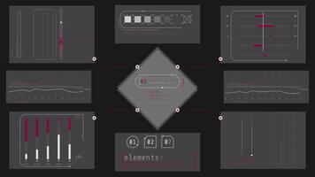 animado pantalla lleno con gráficos representando datos Procesando video