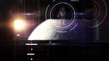 futuristico spazio esplorazione controllo pannello monitoraggio astronauta nel tuta spaziale video