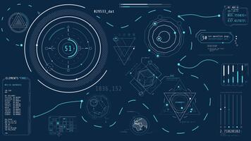 Animated high-tech display with data processing operations video