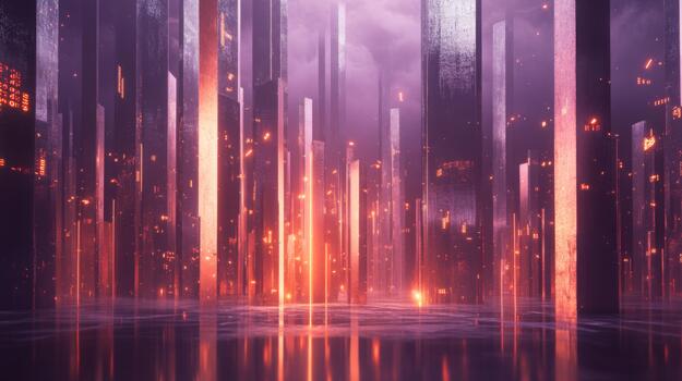 A set of metallic D bars in a financial chart rising steadily in height, with a dark, futuristic background and glowing digital data points floating around photo