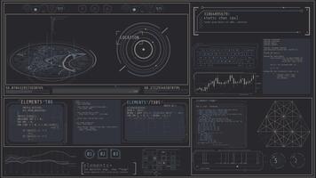 Animated interface depicting programming code and location data analysis video