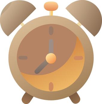 Retro alarm clock with round face and bell top, presented in a stylized, flat graphic design aesthetic vector