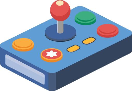 Retro arcade joystick and buttons, classic gaming controller illustration for entertainment and hobbyist enthusiasts vector