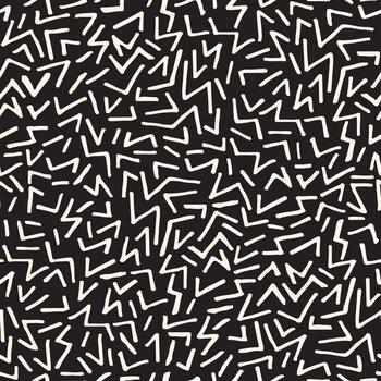 resumen geométrico sin costura patrón, negro y blanco diseño con caótico líneas, antecedentes textura vector