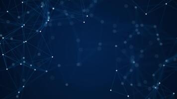 blauw plexus tech achtergrond met Verbinden lijnen en gegevens knooppunten en kopiëren ruimte. digitaal gegevens netwerk verbindingen concept. deze modern technologie animatie is vol hd en een naadloos lus. video