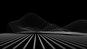 oscilante seno olas o formas de onda vibrante a alto frecuencia. medición y audio análisis concepto. bucle hd minimalista negro y blanco Ciencias antecedentes. video