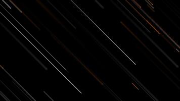 elegante minimalista movimiento antecedentes animación con suavemente Moviente naranja y blanco diagonal líneas en un negro antecedentes. esta limpiar moderno diseño es lleno hd y un sin costura bucle. video