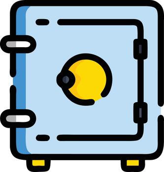 seguro seguro caja ilustración con un amarillo circulo y azul antecedentes para financiero seguridad y datos proteccion conceptos vector