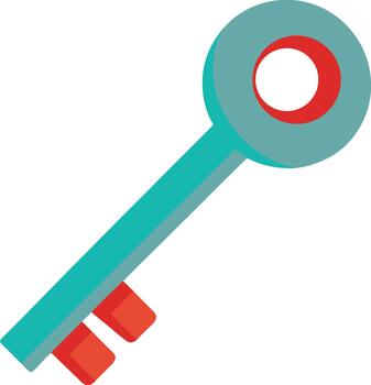 Vibrant stylized illustration of a contemporary key, designed as a sleek graphic element symbolizing security, access, and unlocking new opportunities with its modern flat design vector