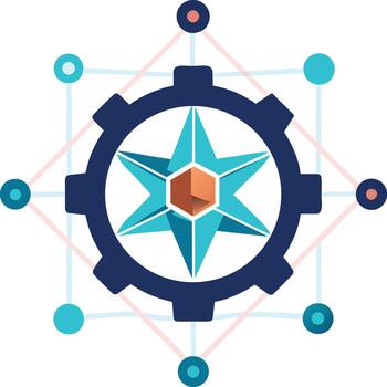 Abstract Compass Gear Icon with Geometric Shapes for Technology and Innovation Design vector