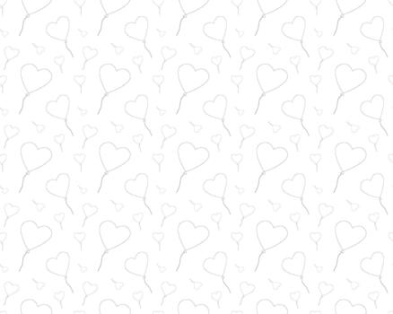 Seamless pattern of heart-shaped balloons with strings. Thin gray outlines on white background. Romantic and playful design for Valentine s Day, celebrations, or festive decor vector