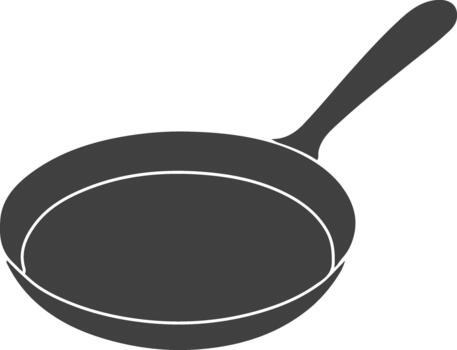Nonstick frying pan side view vector