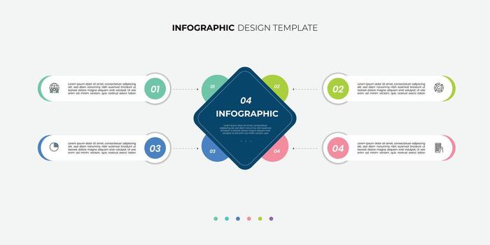 Modern Circle chart infographic template with 4 options for presentations. Infographic 4 diagram chart template for business 4, step presentation with diagram elements vector