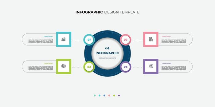 Modern Circle chart infographic template with 4 options for presentations. Infographic 4 diagram chart template for business 4, step presentation with diagram elements, infographics vector