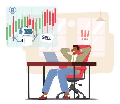 hombre navega el complejidades de comercio, apalancamiento su artificial inteligencia asistente a analizar mercado tendencias vector