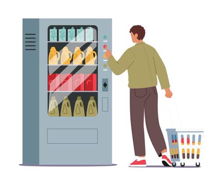 Person at a vending machine vector