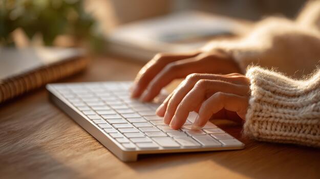 A person typing on a keyboard photo