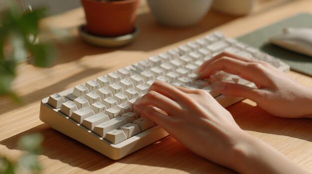 A person typing on a computer keyboard photo