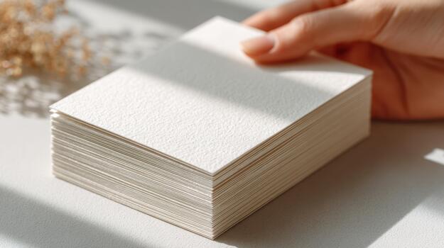 un persona participación un apilar de blanco papel foto