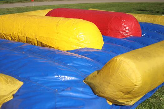 Inflatable structure. Play trampoline. Obstacle course. photo