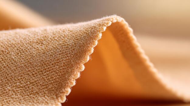 Close-up of soft orange fabric, highlighting its texture and delicate edge. photo