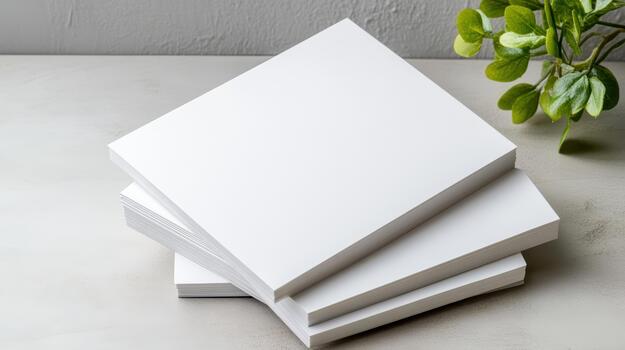 Stack of blank white paper on a table photo