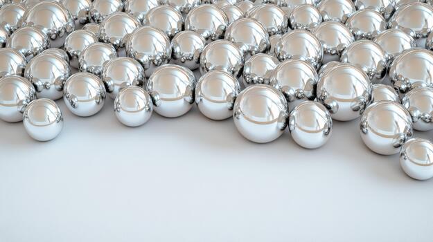 Many shiny silver balls are arranged in a circle photo