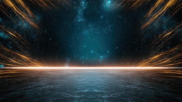 An abstract space background with bright lights and stars photo