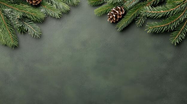 Navidad árbol ramas y conos en un oscuro antecedentes foto